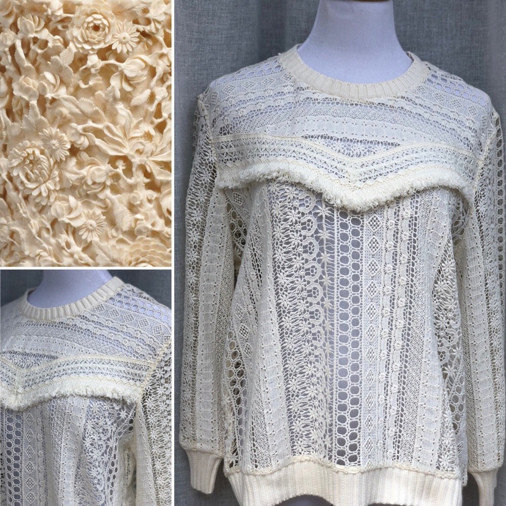 Gerard Darel ivory lace blouse